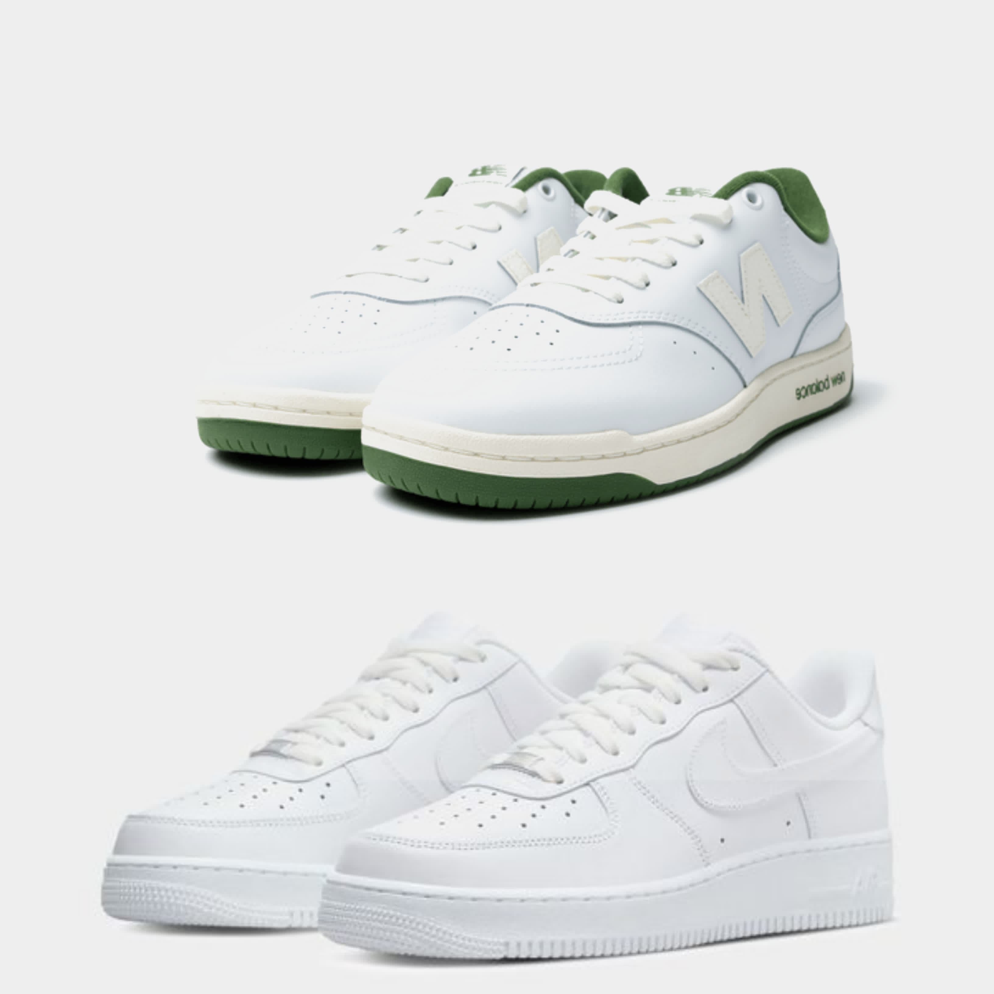 Nike AF1 + New Balance BB80 White/Green Sneaker