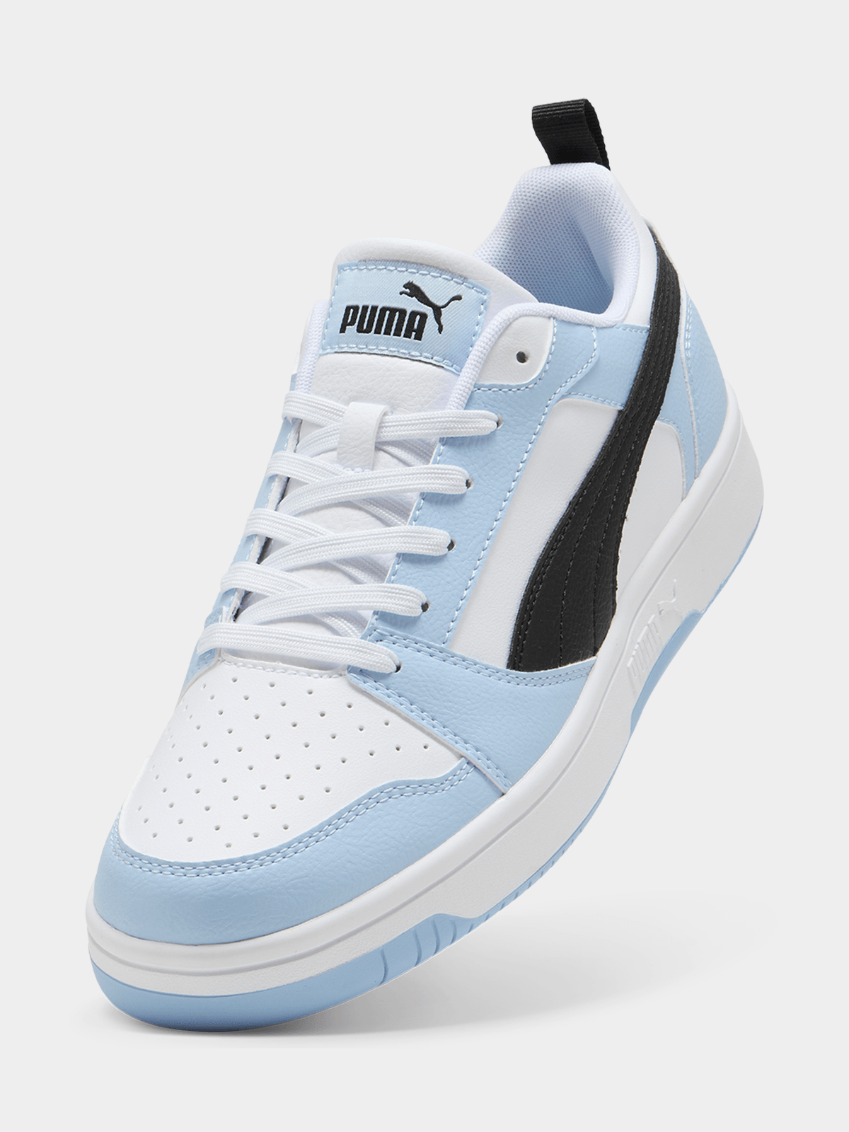 Mens Puma Rebound V6 Lo White/Blue Sneaker