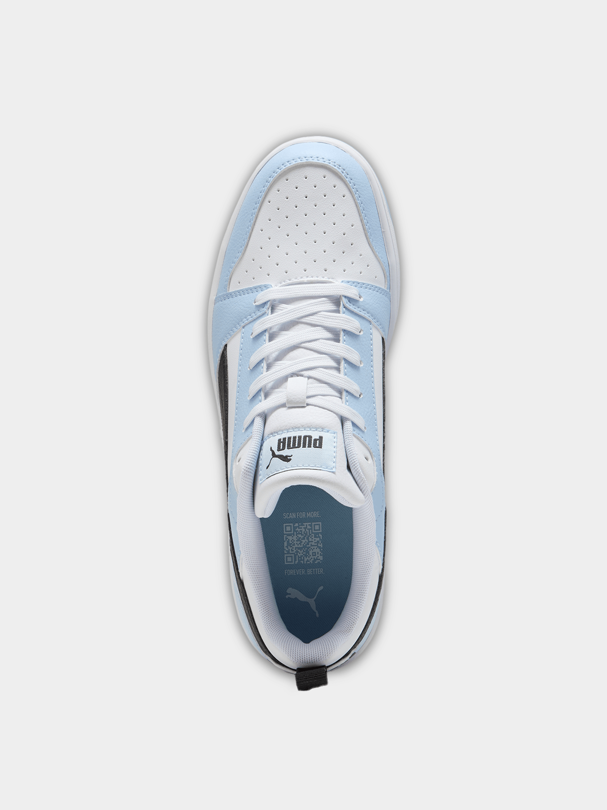 Mens Puma Rebound V6 Lo White/Blue Sneaker